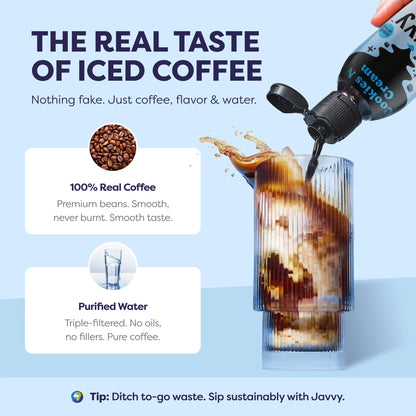 Javvy Coffee Concentrate - Cold Brew Coffee, Perfect for Instant Iced Coffee, Cold Brewed Coffee and Hot Coffee, 35 Servings - Cookies N’ Cream