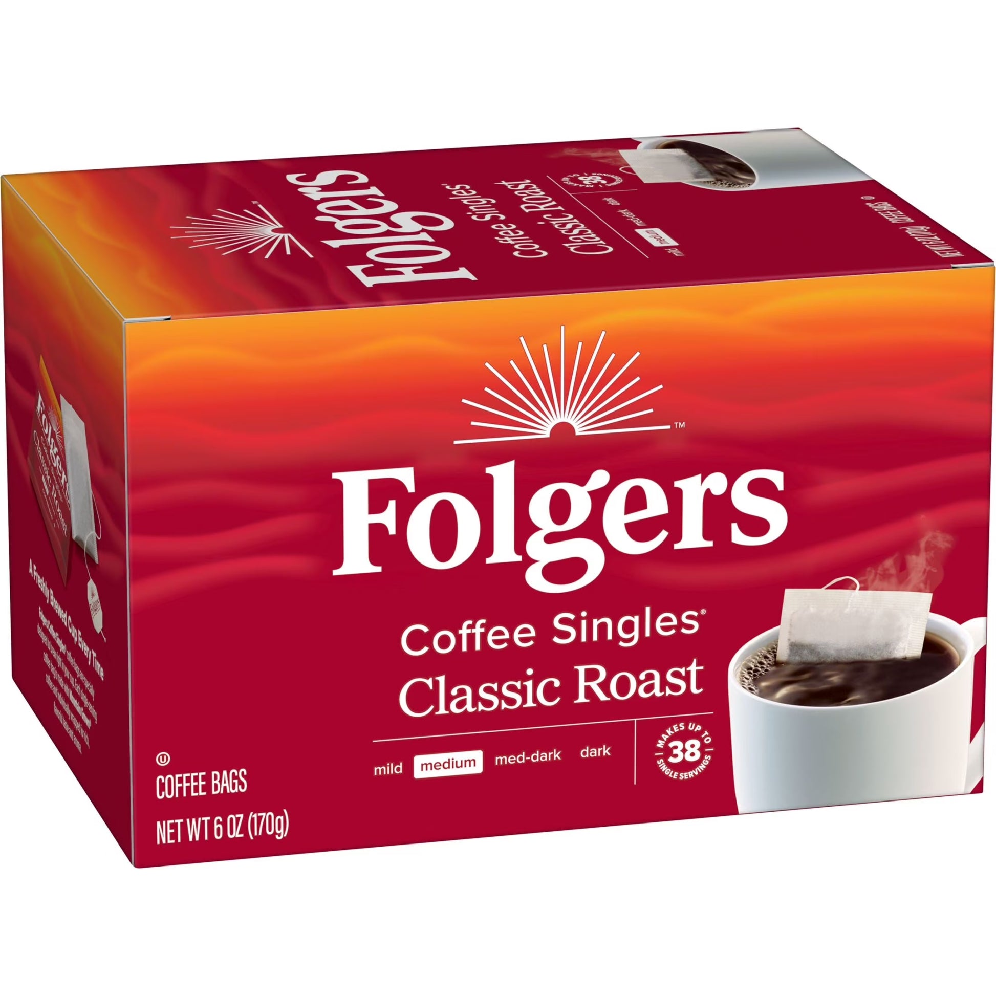 Coffee Singles Classic Roast Coffee Bags, 38 Count