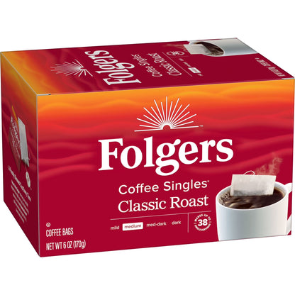 Coffee Singles Classic Roast Coffee Bags, 38 Count