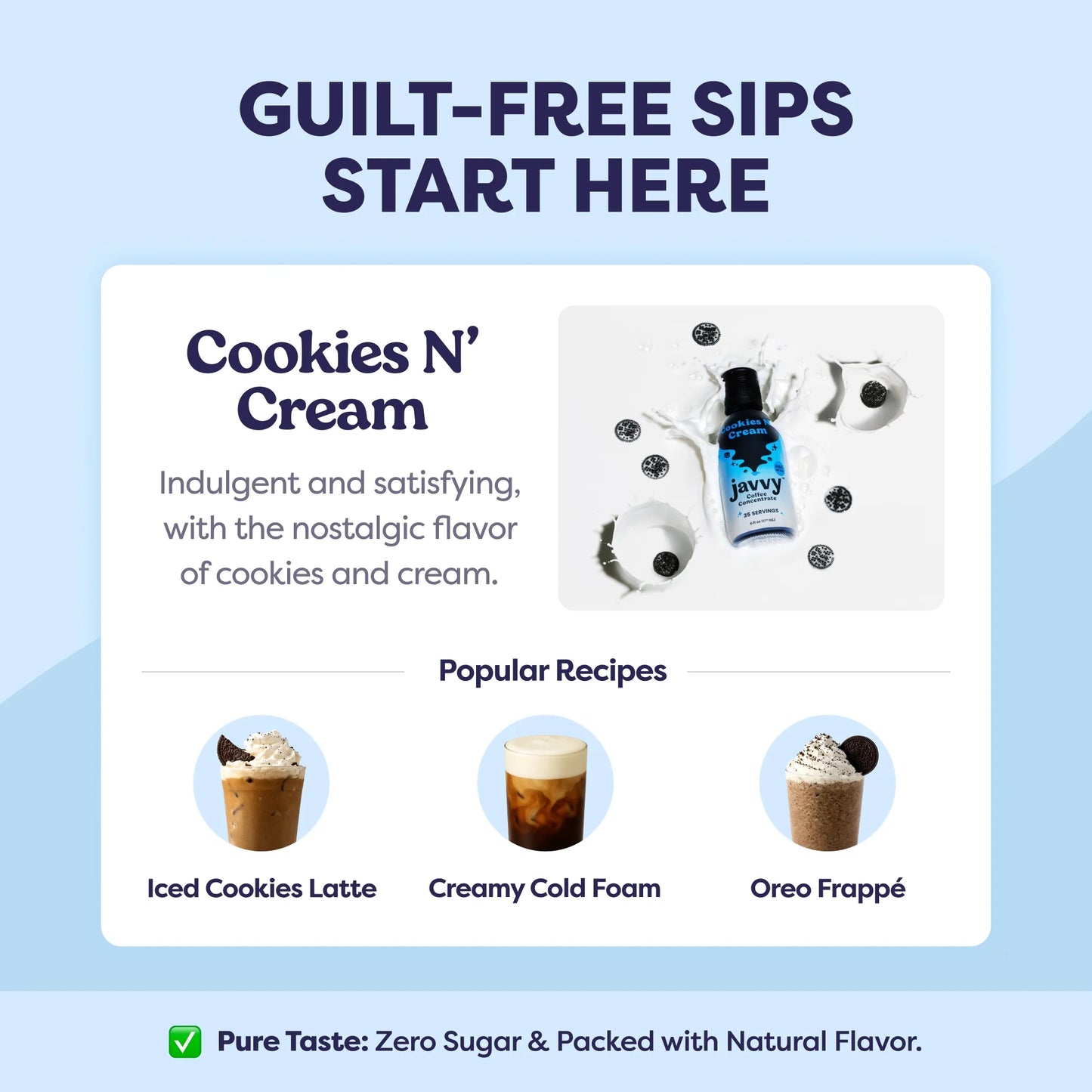 Javvy Coffee Concentrate - Cold Brew Coffee, Perfect for Instant Iced Coffee, Cold Brewed Coffee and Hot Coffee, 35 Servings - Cookies N’ Cream