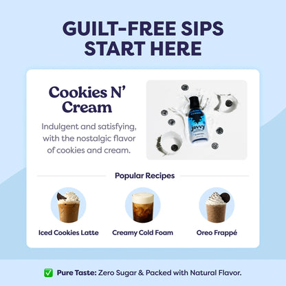 Javvy Coffee Concentrate - Cold Brew Coffee, Perfect for Instant Iced Coffee, Cold Brewed Coffee and Hot Coffee, 35 Servings - Cookies N’ Cream