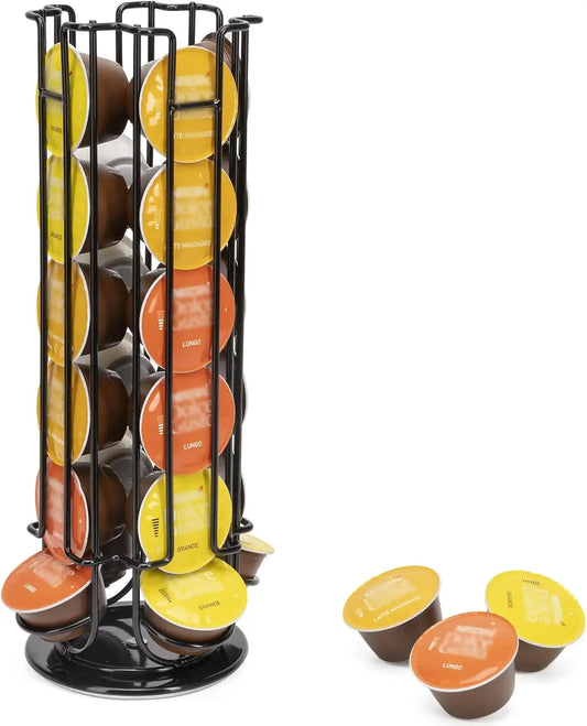 Coffee Capsule Holder Compatible with Dolce Gusto Pods (24Pcs) Coffee Pod Stands Rotating Coffee Pod Rack